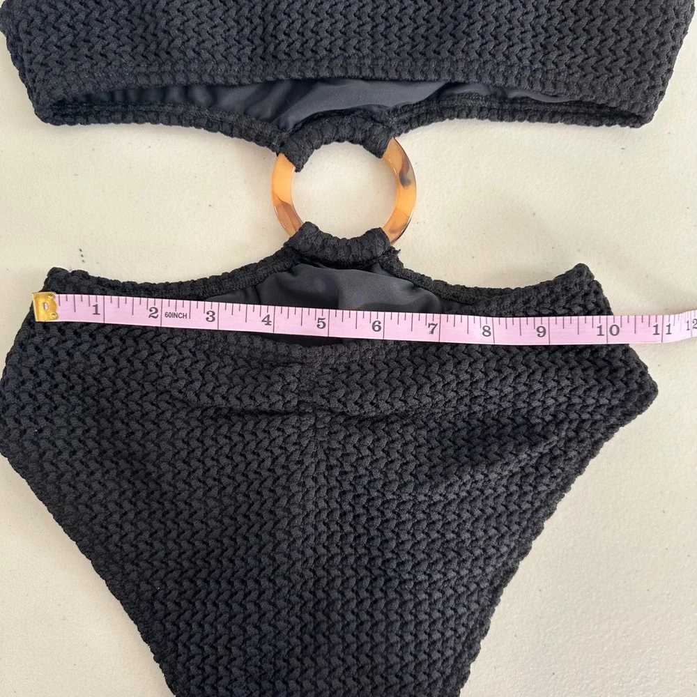 Montce Crochet Ky One Piece‎ Swimsuit Women XS Black Resort Beach Vacation